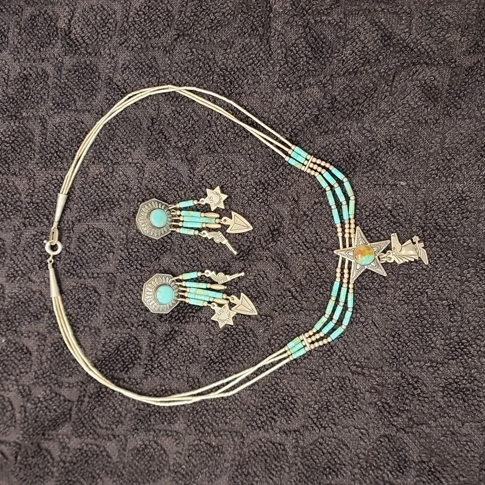 Turquoise necklace & earrings set
